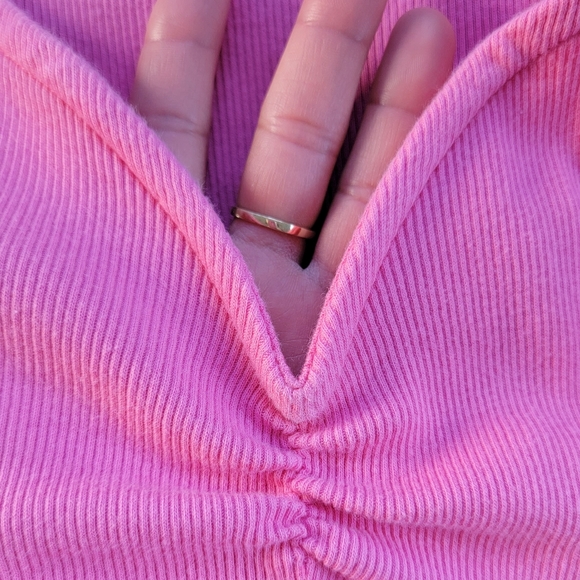 Abercrombie & Fitch Pink Ribbed Long Sleeve Crop Top - Picture 6 of 7